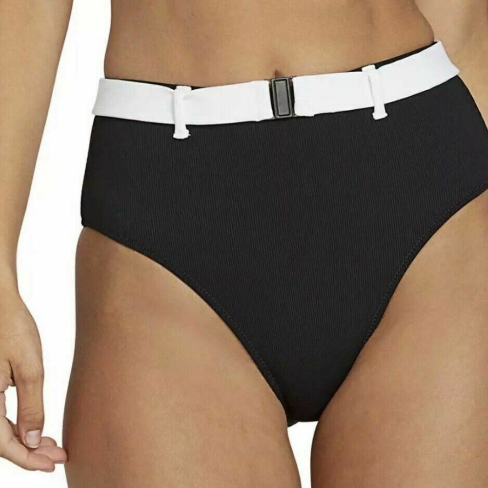 Volcom Simply Rib Ribbed Retro Belted Swim Bottoms - Picture 2 of 3